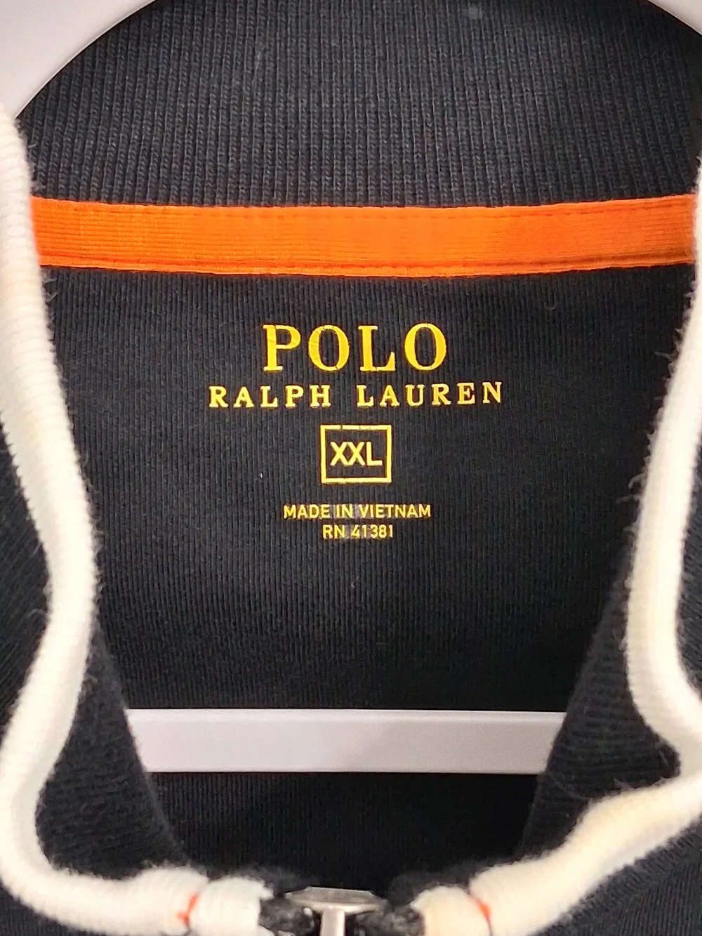 Polo by Ralph Lauren Black Track Jacket with Orange Logo and Blue/Green Accents